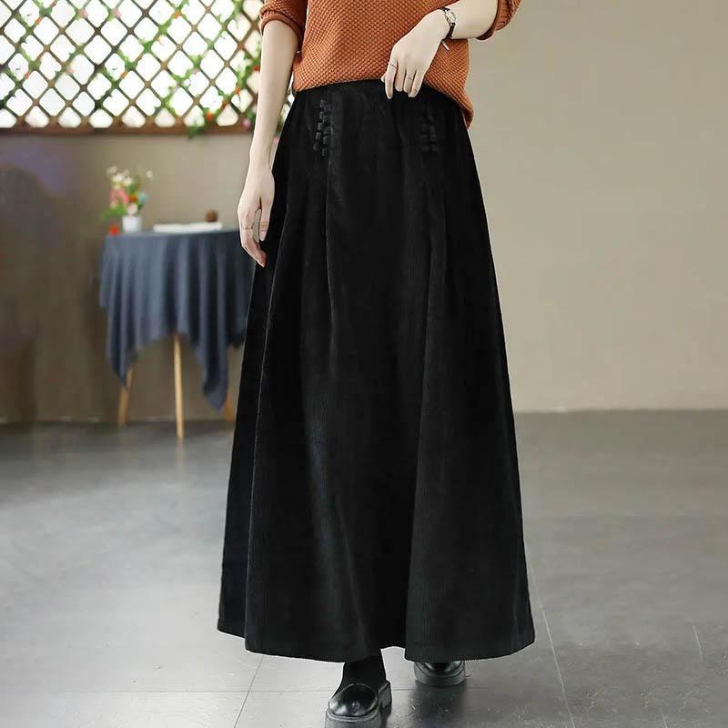 Skirt for Women Casual Versatile High Waist Long Loose Trousers Thickened Slim Solid Colour Skirt