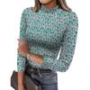 Dame T-skjorte Slim Fit Mote Casual Gradienttrykk Rund hals Pullover 3/4 Ermetopp