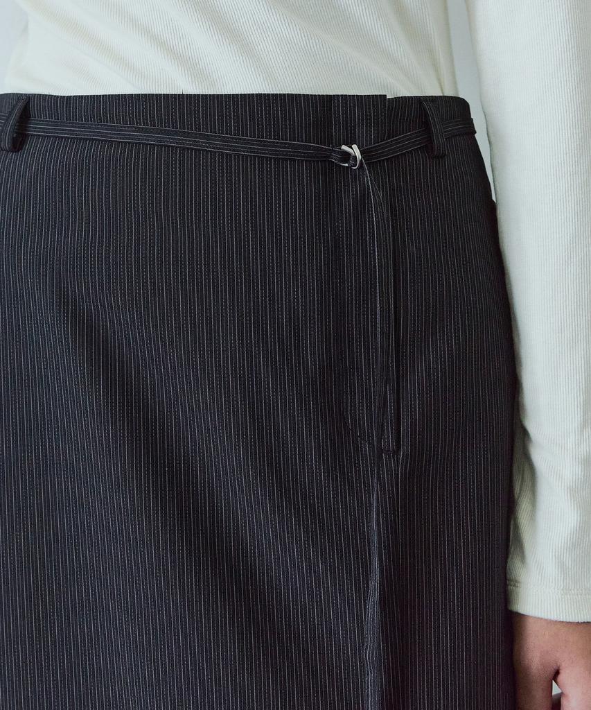 Ihr Striped Long Skirt With Belt / Black