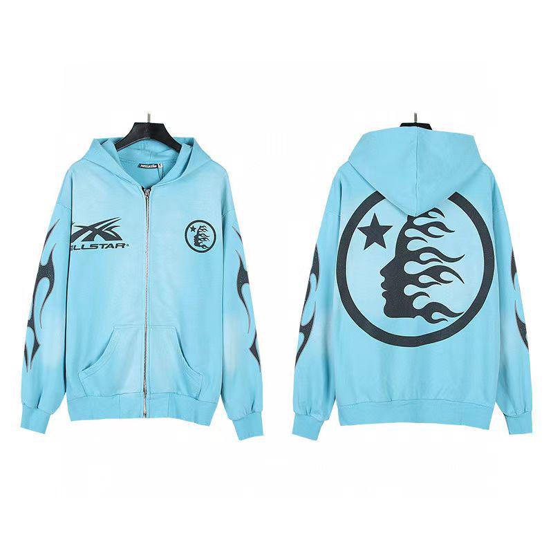 

2025 Американська модна толстовка-куртка Hellstar зі distressed ефектом, на блискавці, з довгими рукавами Medium