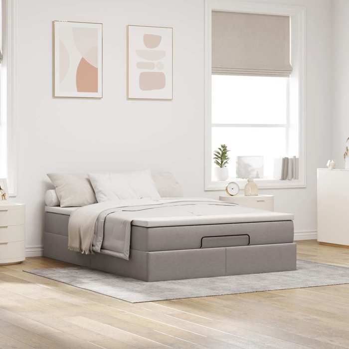 Maison Exclusive - Cadre de lit ottoman avec matelas taupe 140x190 cm tissu
