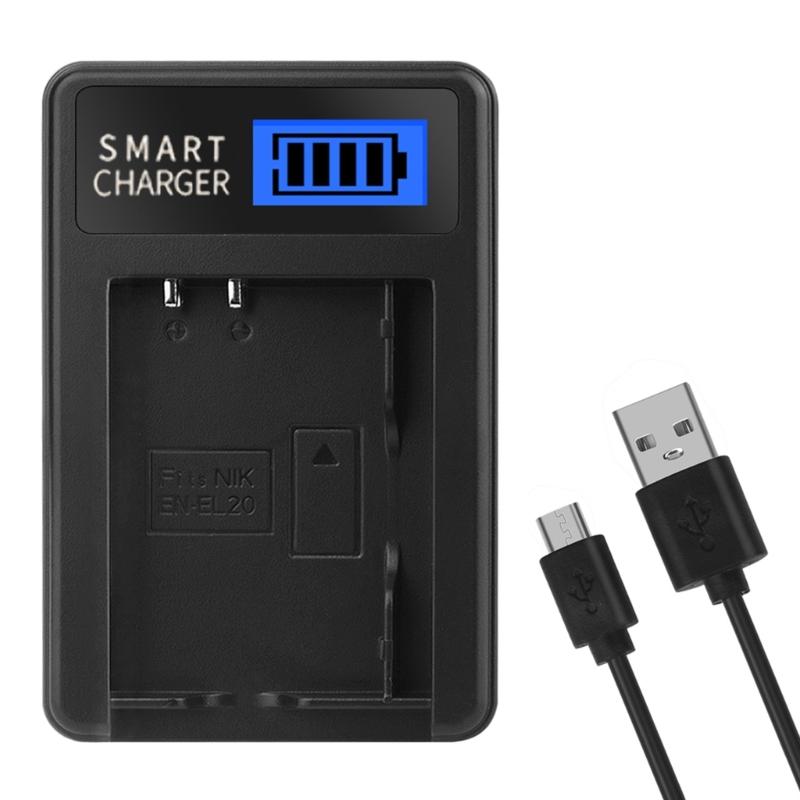 Portable EN-EL20 LCD Display Single Charger Replacement for 1 AW1 J1 J2 J3 J4 PM006 Camera Batteries LCD Charger