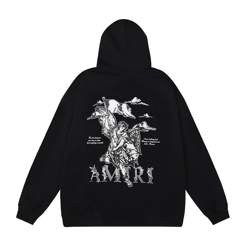 886 Amiri Spring and Autumn Loose Plus Size Thin High-quality Cotton Hooded Couple Hoodie