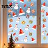 No Residue Window Cling Christmas Static Cling, Xmas Tree Snowman Santa Hat Bell Glass Sticker, Removable Reusable Decoration Decal for Holiday Party