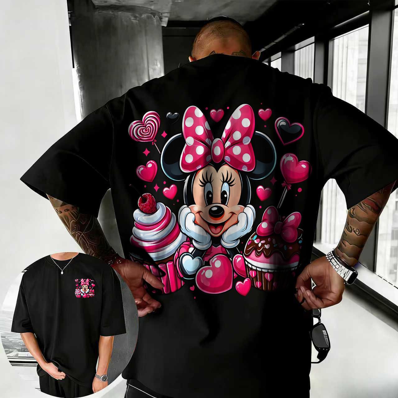 

2026 Summer Disney Minnie Tshirt 100 Pure Cotton Shortsleeved Casual Loose Breathable Top Unisex L