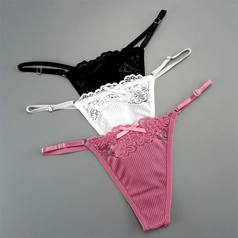 3Pcs/Pack Women Sexy Thong  Low Waist Sexy Underwear Hollow Out Lace Panties Lingerie Superior Comfortable G-String Fast Send
