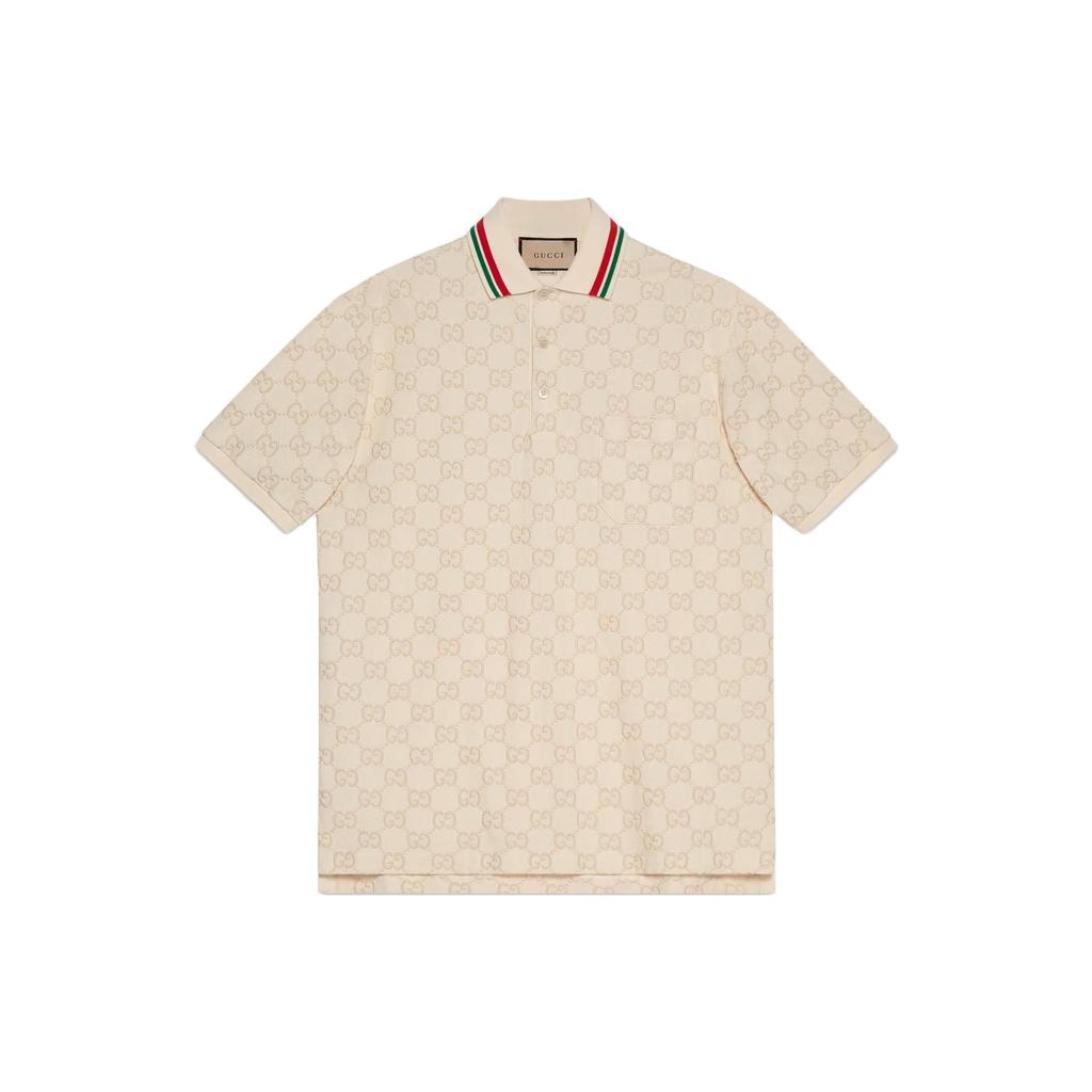 Gucci GG Cotton Pique Polo Shirt Beige 753572-XJFUG-9037