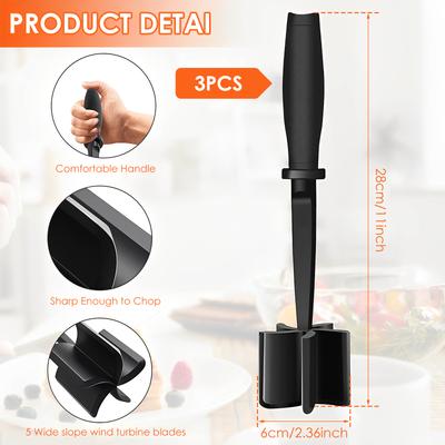 1/2/3 Pcs Kitchen Meat Chopper Ground Beef Masher Mixing Grinding Pounding Spatula Meat Scraper for Cooking Kitchen Accessories