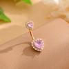 Butterfly-bow Dangled Navel Ring Piercing 14G Flower Heart Crystal CZs Belly Button Ring for Women Stainless Steel Belly Jewelry