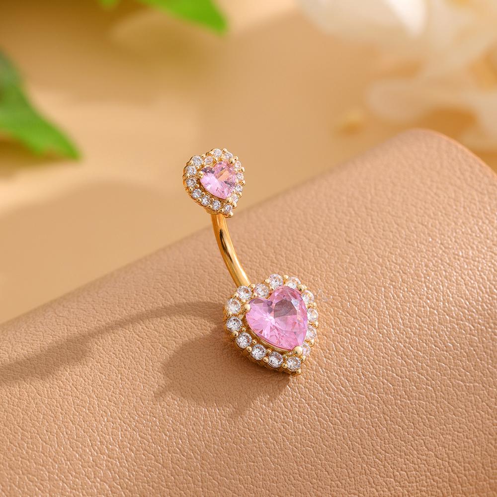Butterfly-bow Dangled Navel Ring Piercing 14G Flower Heart Crystal CZs Belly Button Ring for Women Stainless Steel Belly Jewelry
