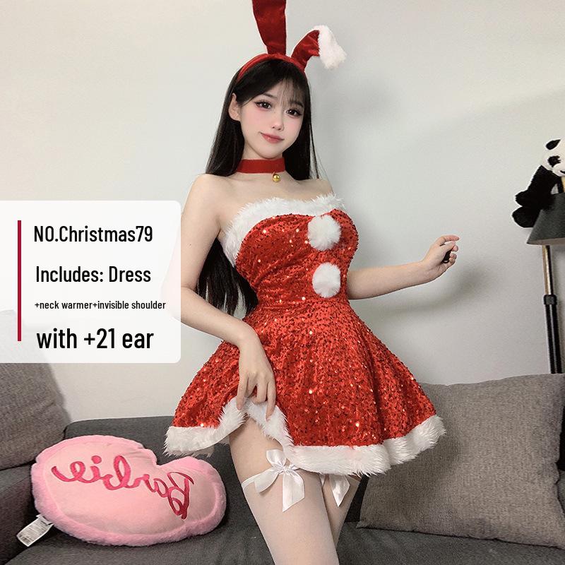 2025 Weihnachten Pailletten Schleife Neckholder Trägerlos Bodycon Mini Kleid