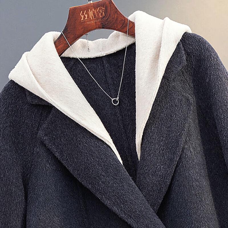 Women's Double-Faced Wool Blend Hooded Winter Coat