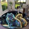 1pc Mystic Feline Pair Printed Chair Rug for Home Office Use, Living Room Kitchen Game Room Round Carpet
