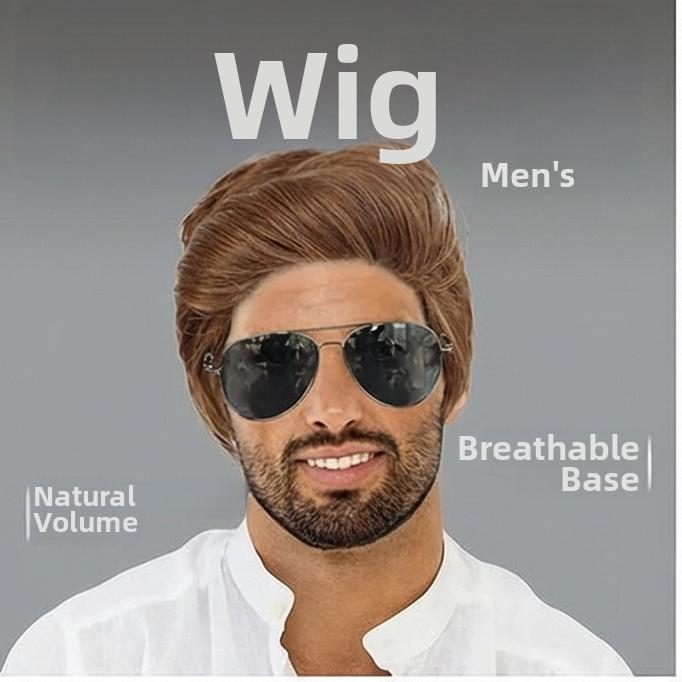 Стильный мужской короткий парик с боковым пробором, коричневый 6inch