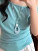 Colorful~ Dopamine Oval Pendant Necklace Light Luxury Premium Long Sweater Chain Niche Neck Accessories