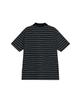 THEMUSEUMVISITOR Flower Embroidery Stripe Collared T-Shirt (Black)