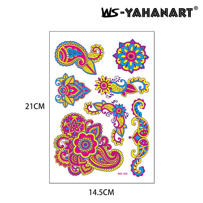 Creative Fluorescent Butterfly Face Tattoo Sticker Nightclub Bar Rose Sticker Flower Arm Waterproof Eco-Friendly Tattoo Sticker