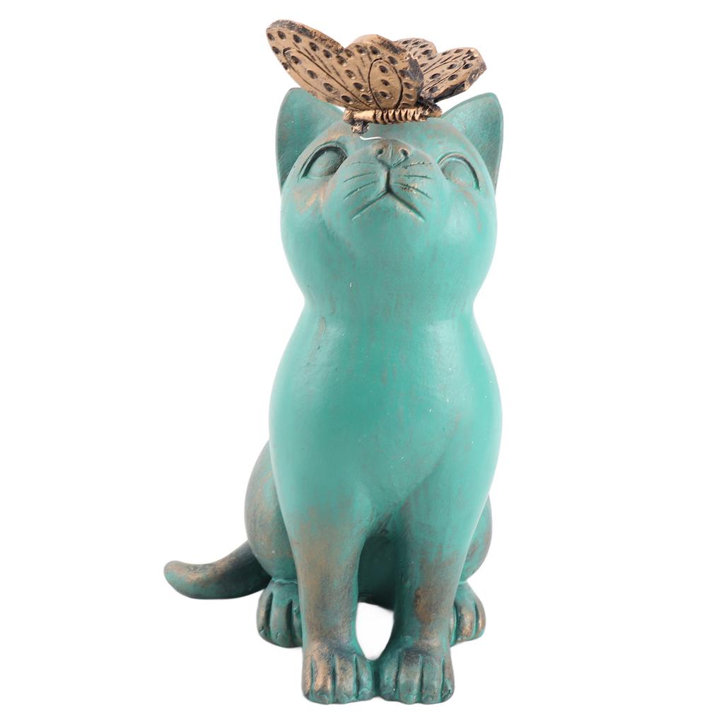 Sitting Cat Statue Resin Retro Style Cat Figurine Ornament Decoration for Home Bookshelf TV Stand Outdoor Garden Backyard