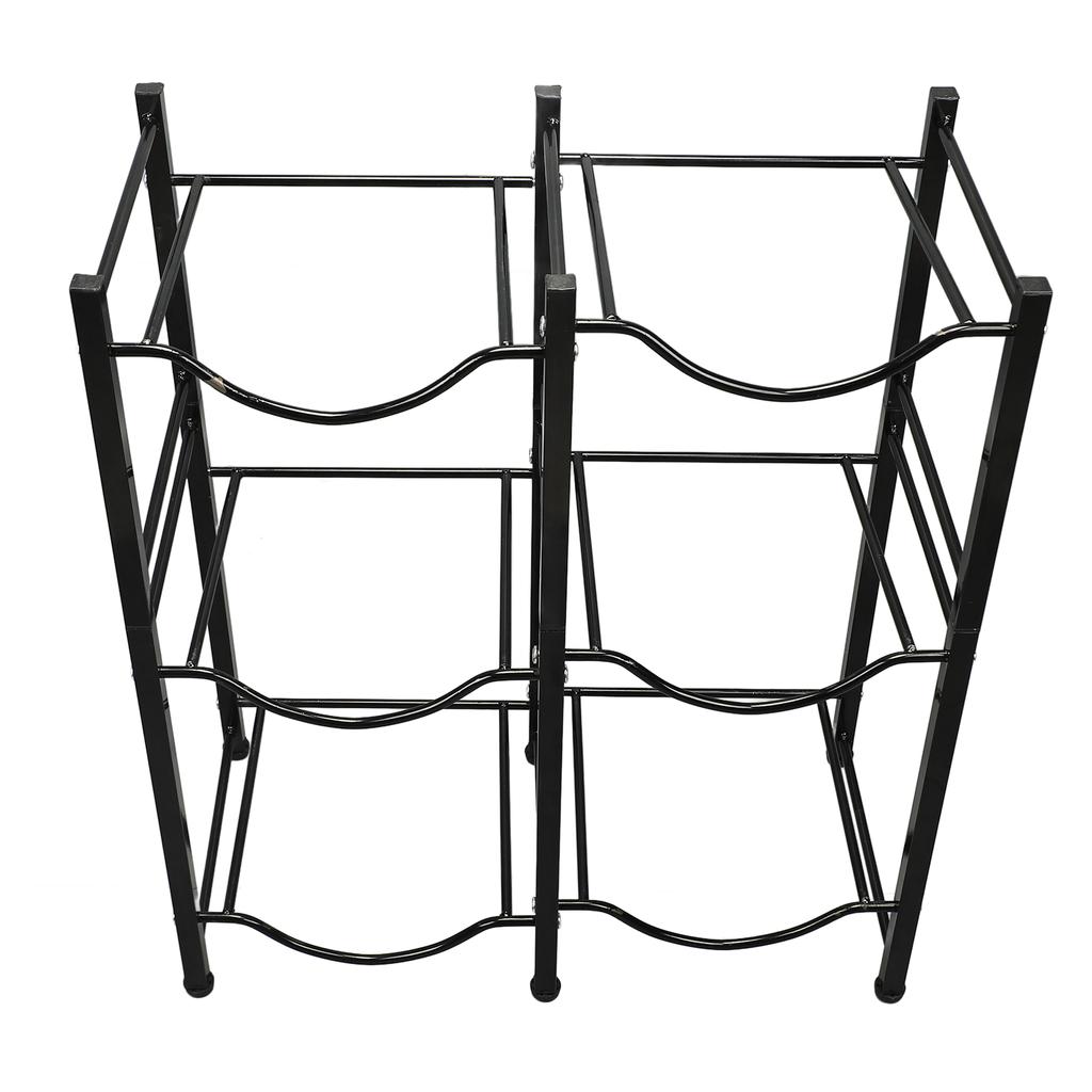 Držák na lahve s vodou, uhlíková ocel, 3 úrovně, 2 řady, úložný stojan na kbelíky s vodou, stojan na nádoby