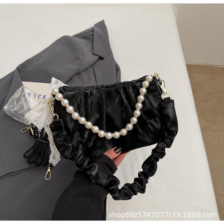 French Niche Bag Women's 2025 New Summer Fashion Shoulder Messenger Bag Pleated Women's Bag Portable Small Square Bag