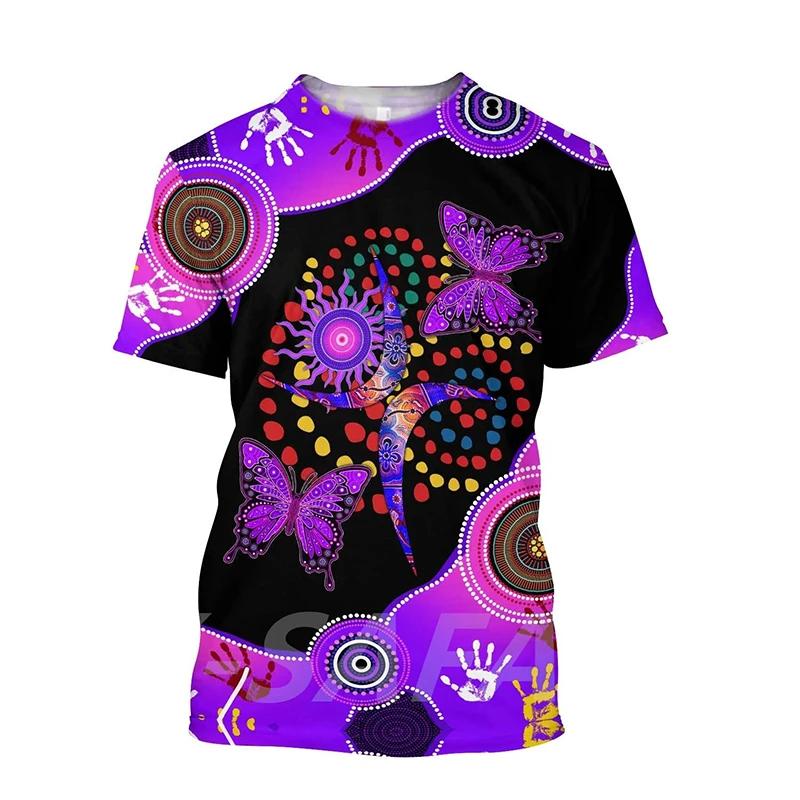 Australia Aboriginal Lizard Sunshine Pattern 3d Print Tshirts Street Casual O Neck T-Shirt Men Women Harajuku Short Sleeve Tops