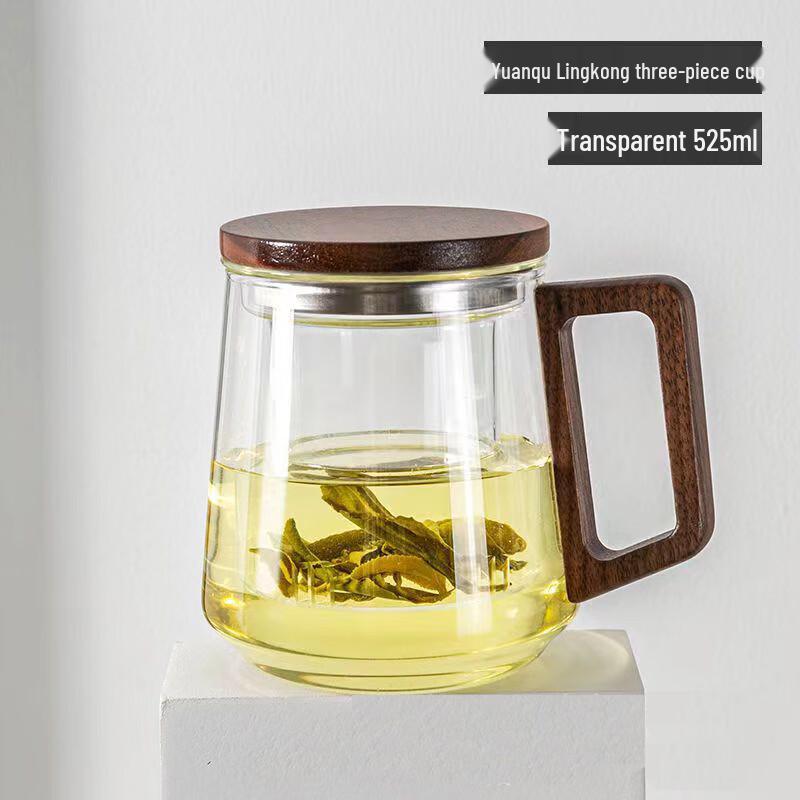 Walnut Wood Glass Tea Infuser Cup