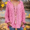 Women's Fashionable Long-sleeved Woven Floral Pullover Knitted Sweater Sweater Top