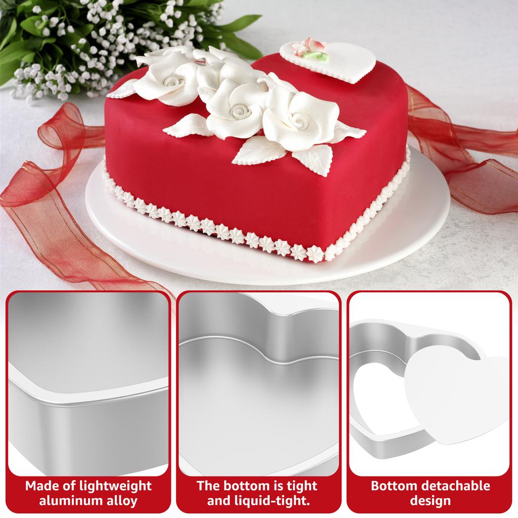 2Pcs Heart Shape Cake Pan 6 Inch 8 Inch Aluminum Alloy Cake Mold Cheesecake Baking Mold Tool Valentine's Day Birthdays Bakeware