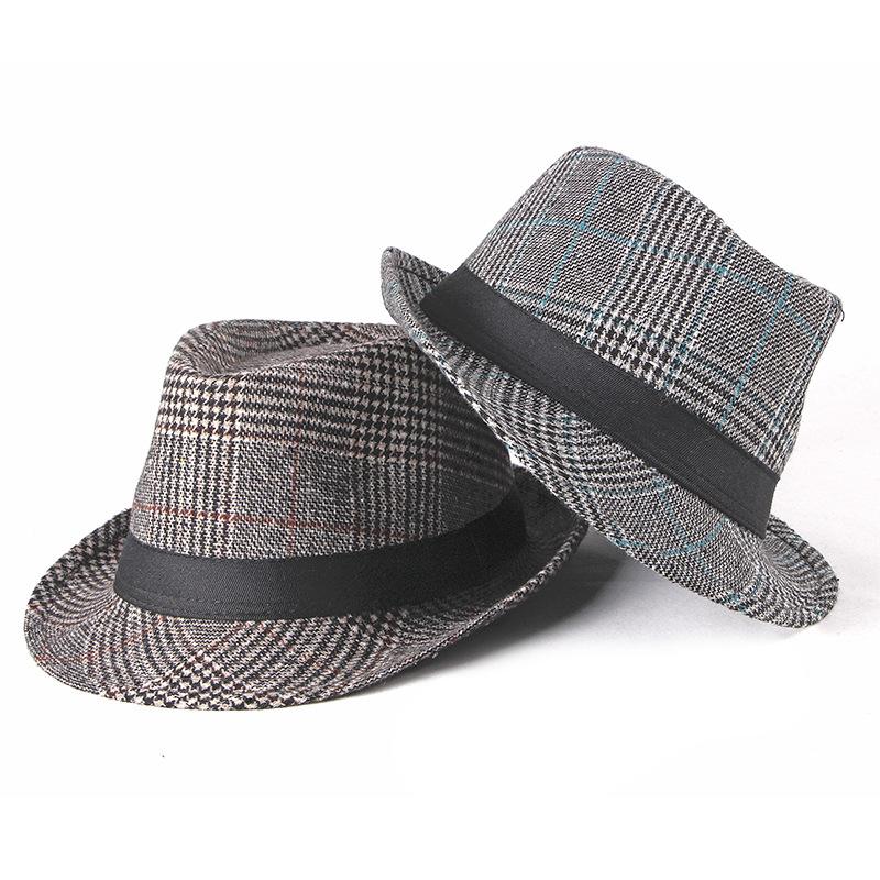 Autumn Winter Men's Woolen Jazz Hat British Plaid Hat Women's Hat