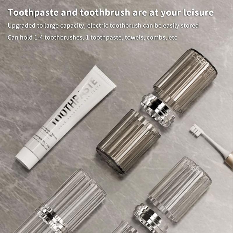 Travel Toothbrush Organizer Portable Toothbrush Organizer With Cover Toothbrush Cup Transparent Stripes Toothbrush Organizer