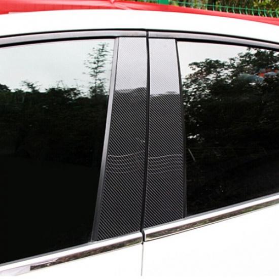 6* Window Door Trim Carbon Fiber Pillar Posts For 2016- Honda Civic Black