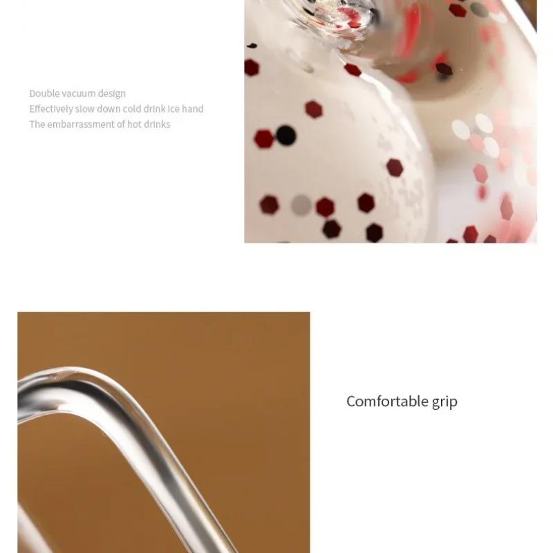 Christmas Double-layer Glass Cup with Silicone Lid Santa Claus Christmas Tree Breakfast Milk Cup Insulated Anti-scald Coffee Cup