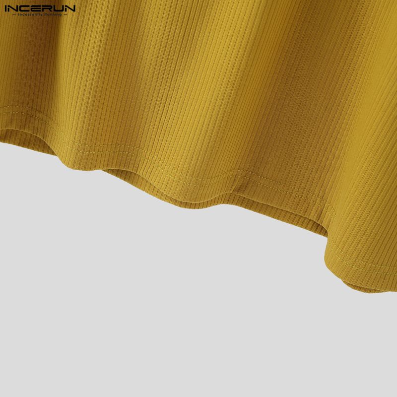 INCERUN Oversized Men Round Neck Short Sleeve 3D Flower Print Stitching Casual Rib T-shirts Tops