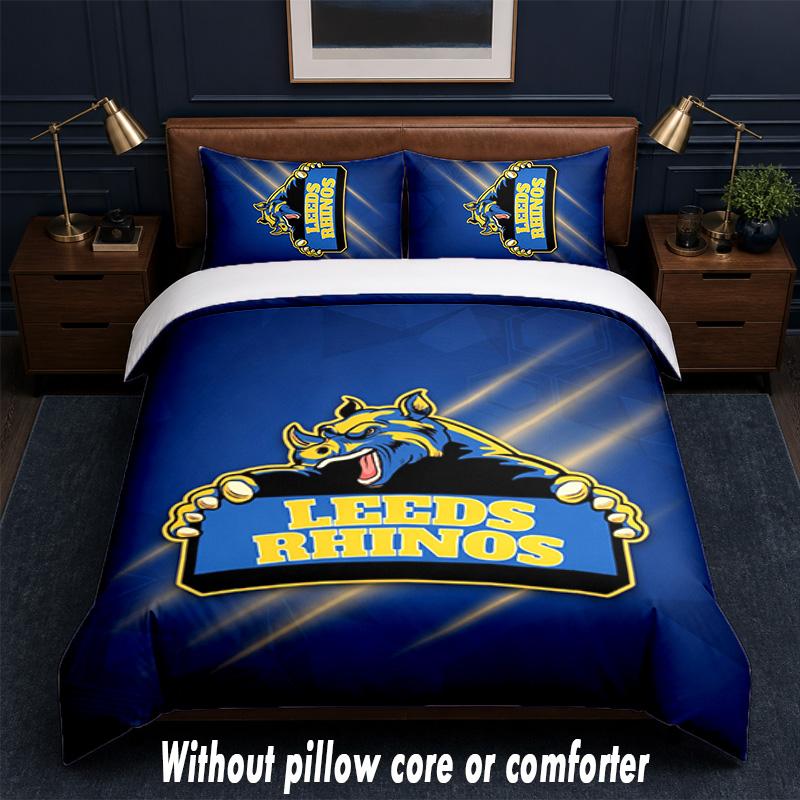 Leeds Rhinos Design Set Biancheria da Letto 1 Copripiumino + 2 Federe Morbido Traspirante Biancheria da Letto per la Casa