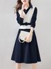 Spring 2024 Trendy Women's A-Line Dress: Long-Sleeved, Waist-Slimming with Large Swing Skirt