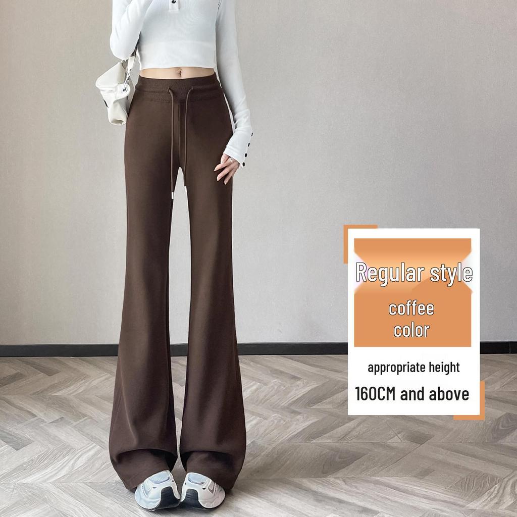 Women's 2026 Gray Petite High-Waisted Micro-Flare Yoga Sweatpants with Plus Velvet