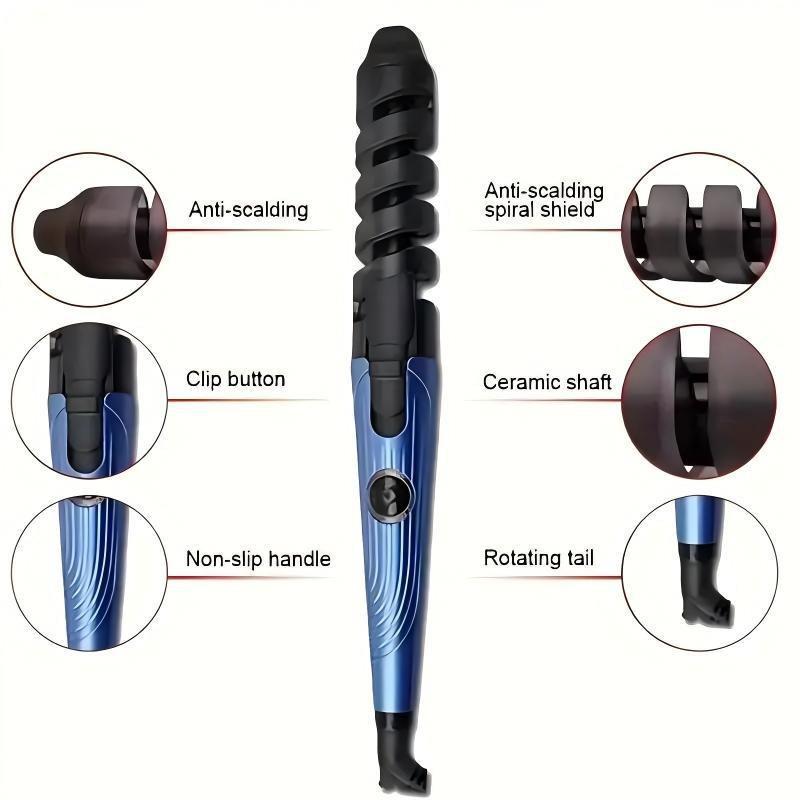 Three-in-One Curling Iron, Hair Straightener, Spiral Curler, and Comb Electric Hair Styling Set