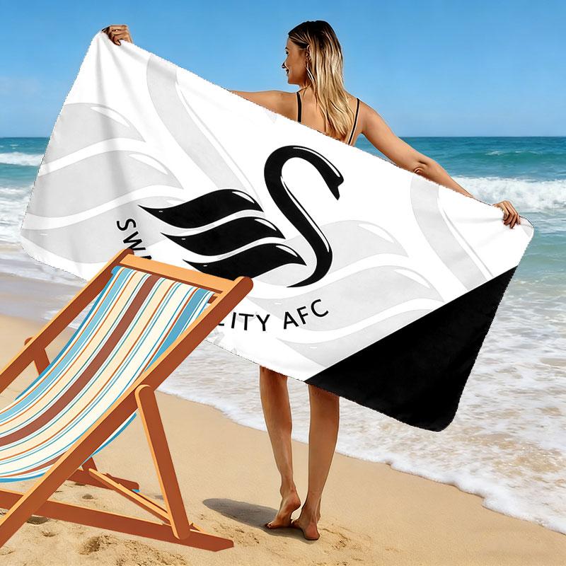 Swansea City AFC Print Strandtuch, Großes Weiches Schnelltrocknendes Handtuch für Strand Camping Schwimmen