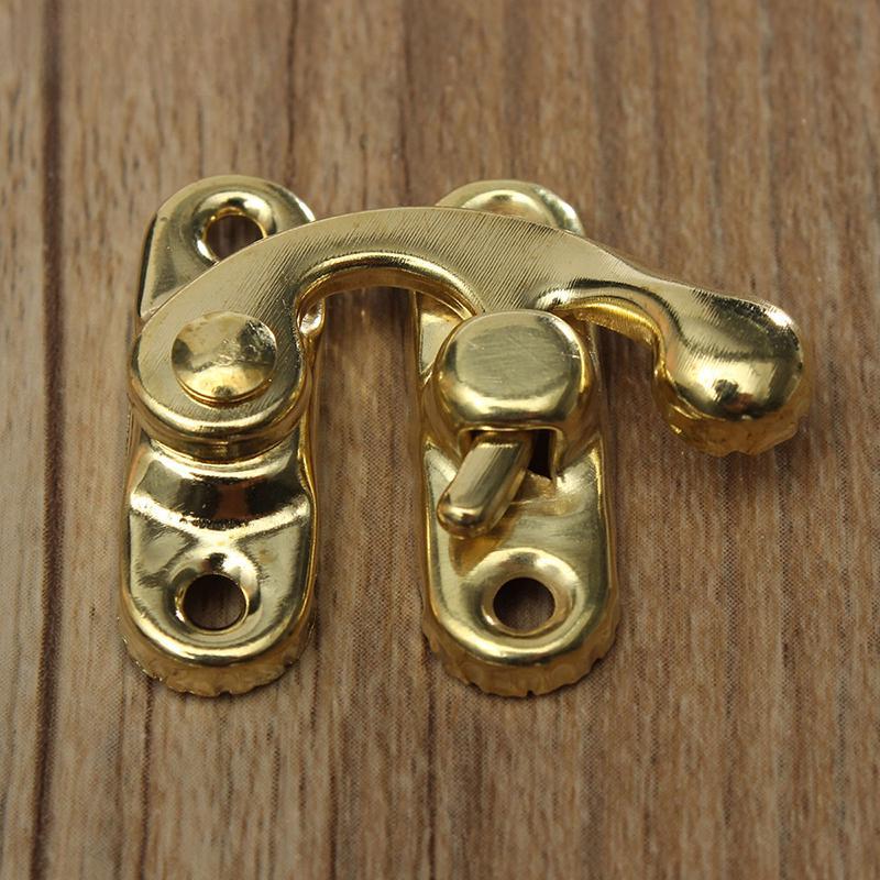 10PCS Small Antique Metal Lock Decoration Hasps Hook Wooden Jewelry Box Padlock With Screws
