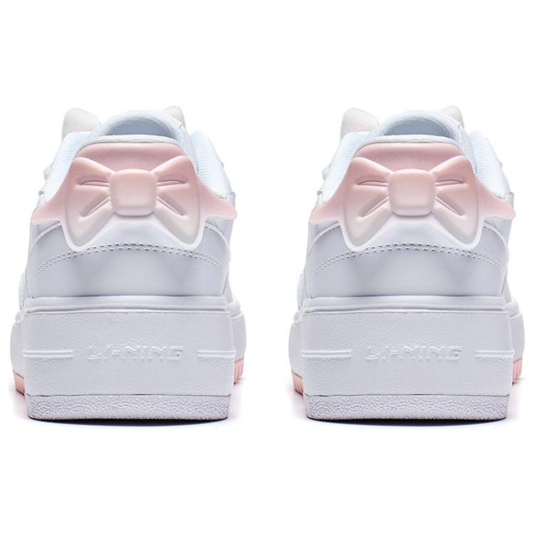 Li Ning Disney X  Thick Sole Height Increasing Wear Resistant Breathable Low Top Skate Shoes Women Skate Shoes White AGCT382-2