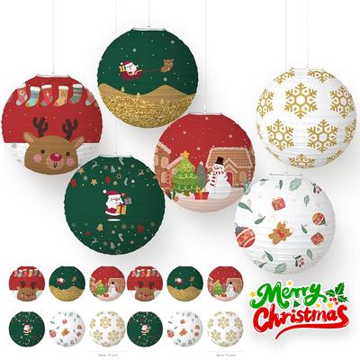 Holiday Paper Lantern Decor Set for Christmas Outdoor Party Indoor Classroom Birthday Graduation Decoration Hanging Ornaments