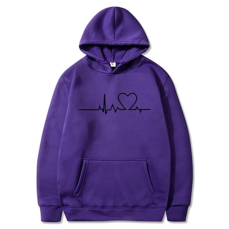 Womens Winter Hooded Long Sleeve Sweatshirt Loose Fit Unisex Casual Pullover With Kangaroo Pocket