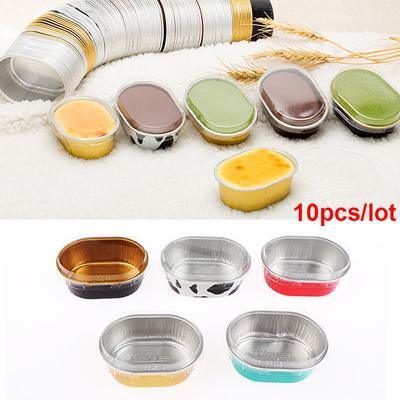 10Pcs Aluminum Foil Baking Cup Heat Resistant Cake Cups Mold With Lid Cupcake