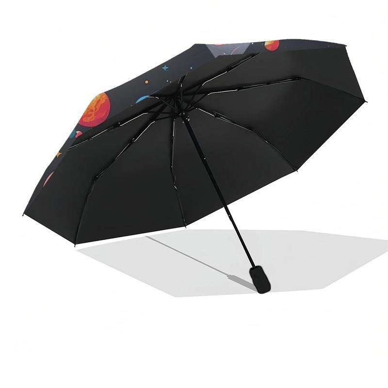 1pc Astronaut Exploring Colorful Planets Umbrella with Plastic Handle,Suitable for All Seasons Home Travel Outdoor UmbrellaDD060