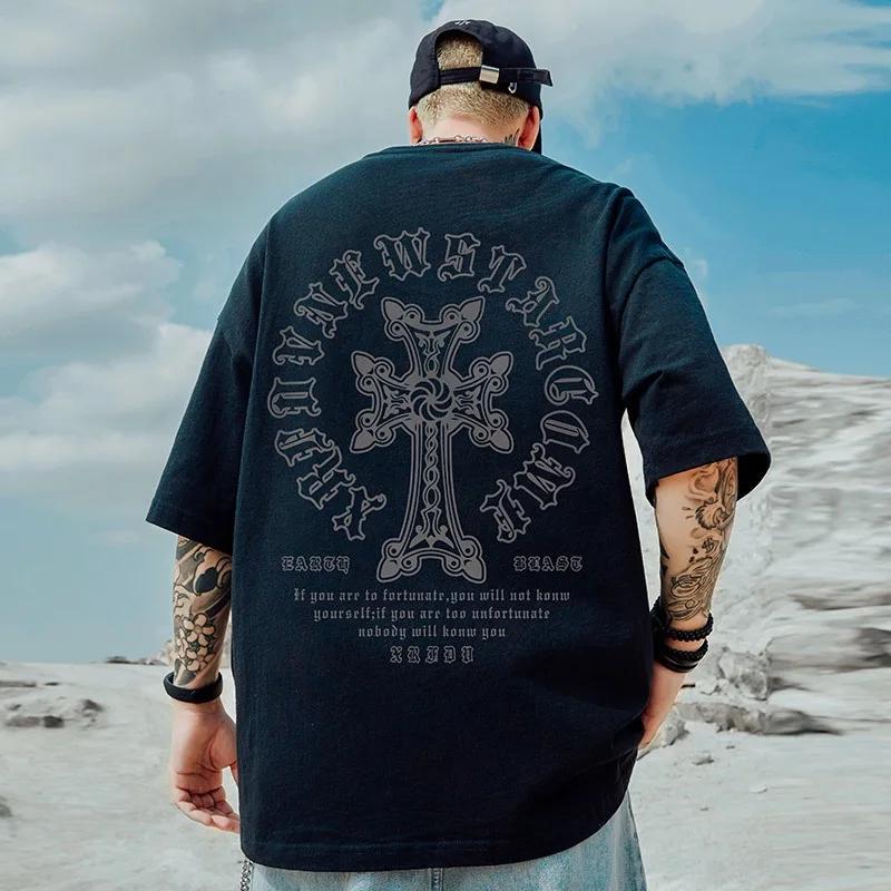 Hip Hop Oversize T Shirt Men Streetwear Harajuku Cartoon Print Tshirt Short Sleeve Cotton Loose HipHop T-Shirt Plus Size 5XL
