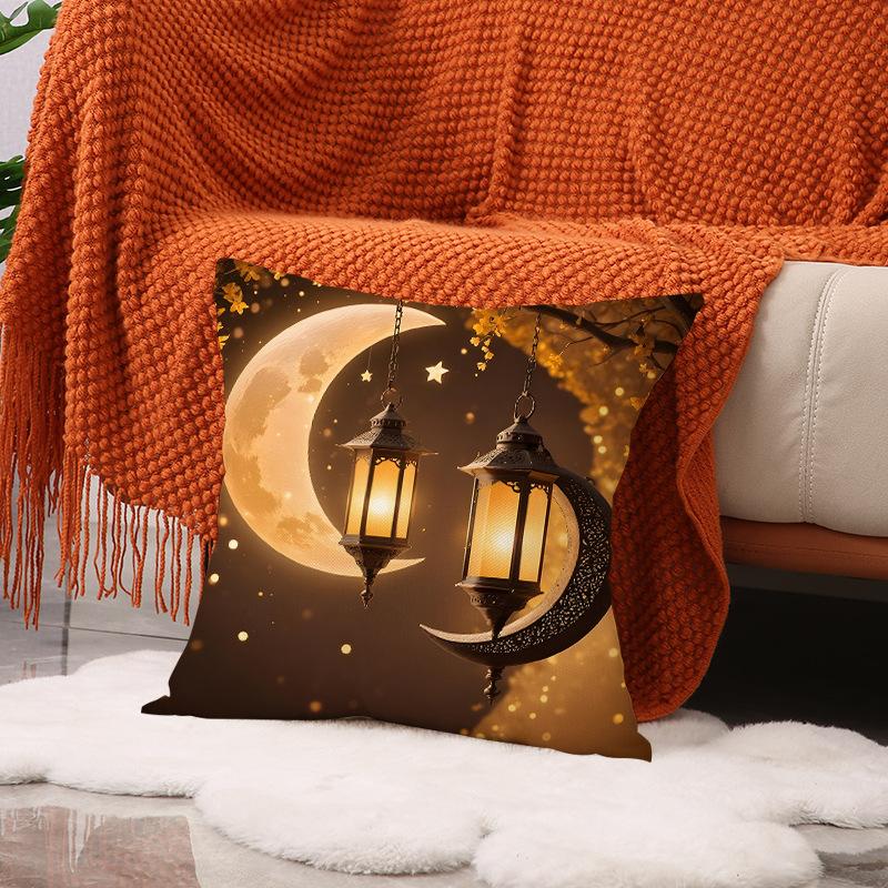 Gold Printed Pillow Case Atmosphere Decoration Oil Lamp Seat Cushion Living Room Home Sofa Pillow