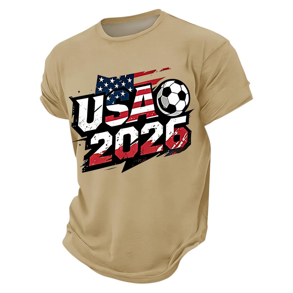 T-shirt da Uomo a Maniche Corte Girocollo Grafica Calcio USA 2026 Casual Vestibilità Larga Top per l'Uso Quotidiano