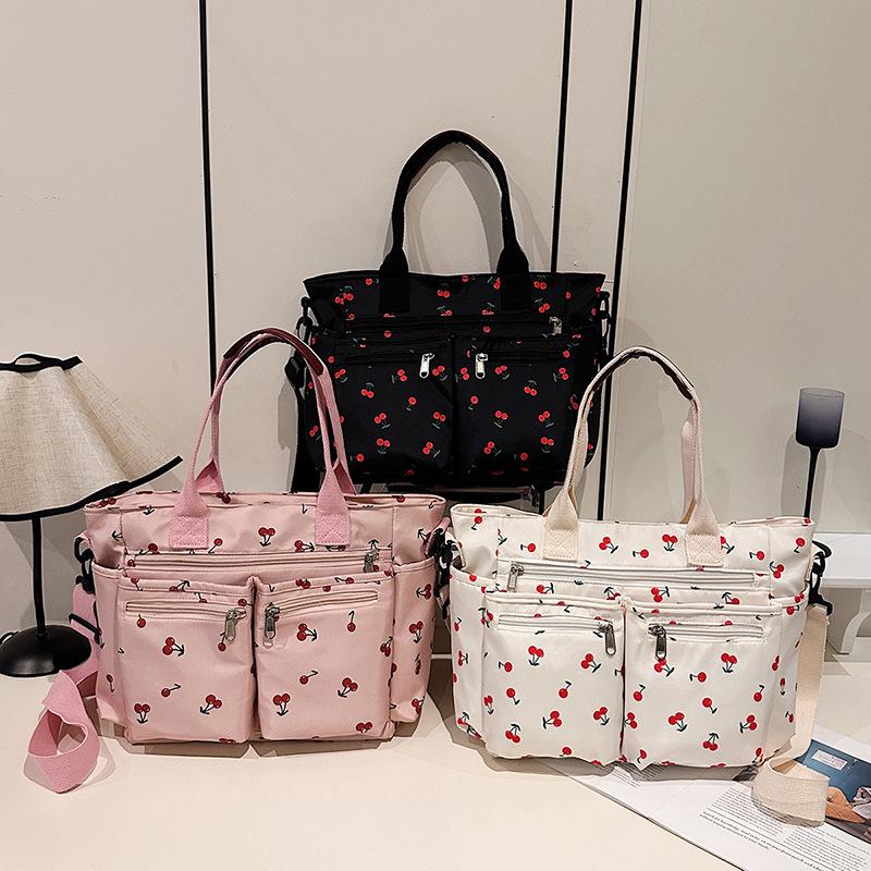 2025 Vielseitige Handtasche mit Kirschdruck, großem Fassungsvermögen, Schulter- und Umhängetasche für Frauen und Mütter