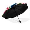 1pc Peacock, feathers pattern Umbrella Portable Folding Umbrella Iron Frame Hole Bone Structure Outdoor Home Umbrella