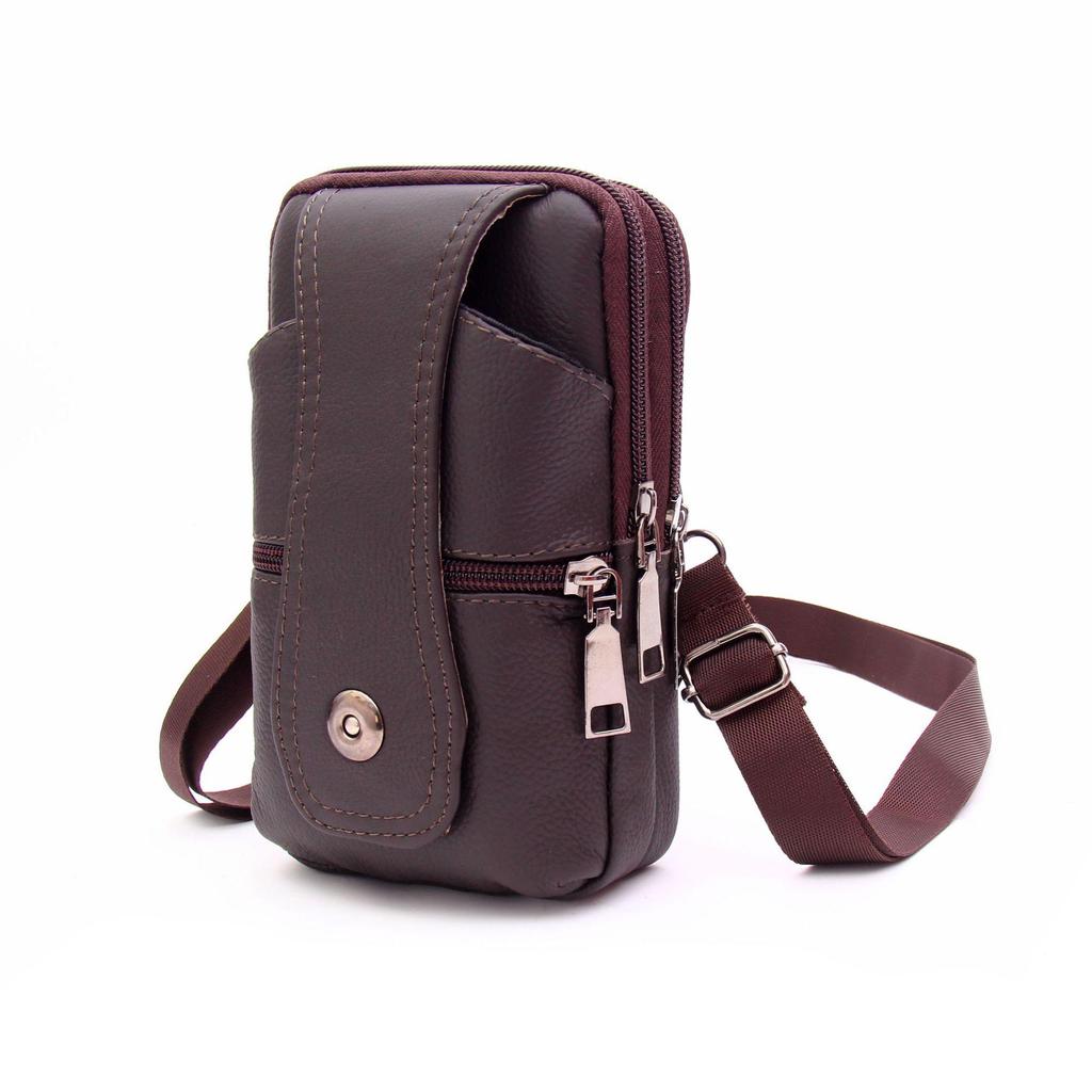Genuine Leather Men's Multifunctional Phone Waist Bag